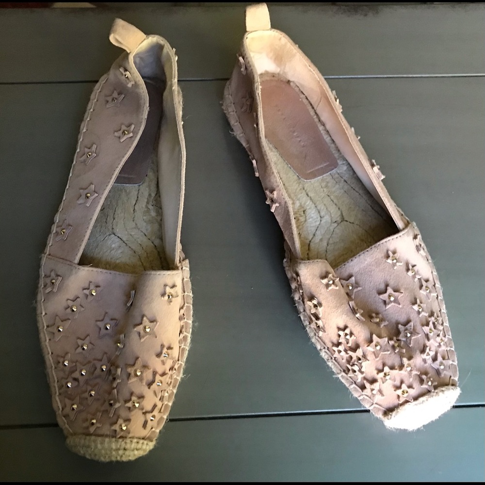 Beaded tan leather espadrilles by Zara.